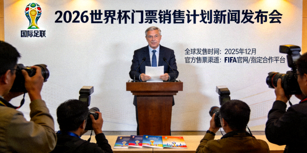 国际足联官员宣布2026世界杯门票销售计划新闻发布会
